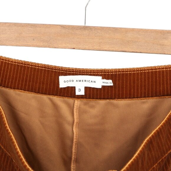 Good American Copper Brown Striped High Waisted Soft Shiny Velour Pants L 3 - Picture 6 of 6